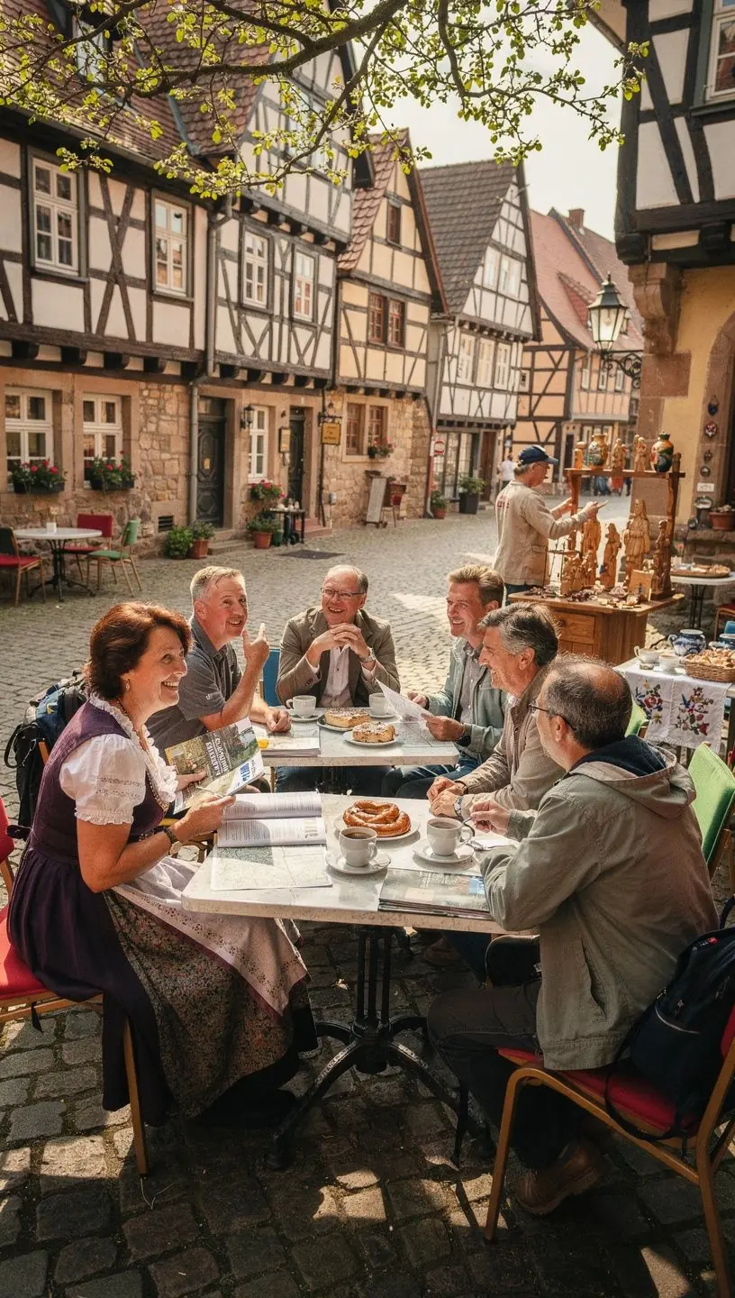 Detaillierte gedruckte Stadtroute mit Markierungen und Sehenswürdigkeiten auf einem Holztisch.